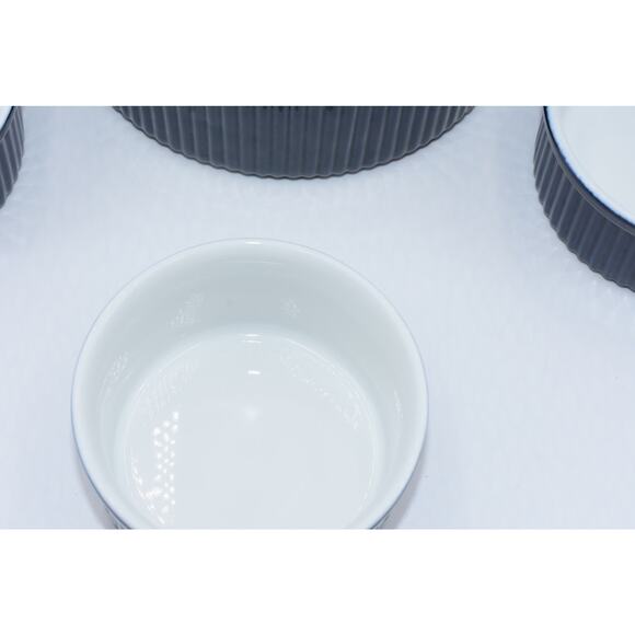 Dansk Bistro 4pc Christianshavn Blue Ribbed Ramekins & Soufflé Casserole Dish - Picture 3 of 8